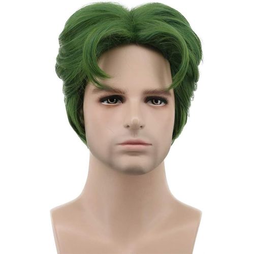 Ershi-Karlery Perruque Courte Bouclée Pour Homme Vert Foncé 12,7 Cm[2058]