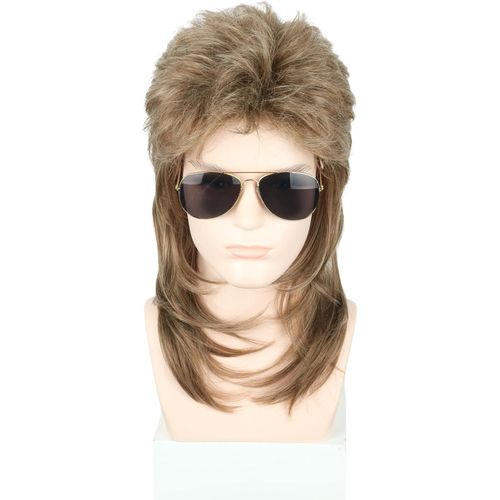 Ershi-Perruque Blonde Des Années 70 Et 80 - Perruque Vokuhila Pour Homme - Perruque Rocker Punk Popstar Disco Pour Carnaval, Hallo[1