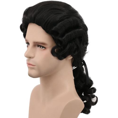 Ershi-Karlery Homme Et Femme Longue Vague Noir Perruque Anime Cosplay Wig Taille Reglable (21 61 Cm)[1593]