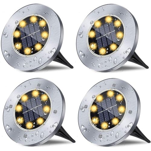 Solar Ground Lights, Waterproof Solar Garden Lights, Upgraded Outdoor Garden Waterproof Bright In-Ground Lights, Landscape Lights For Pathway,Yard,Deck,Lawn,Patio,Walkway (4 Pack Warm Light)