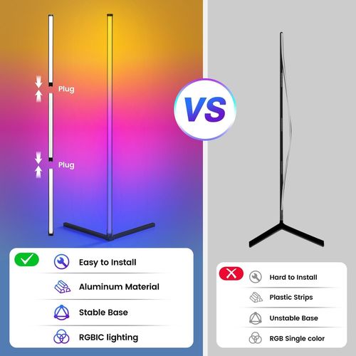 LED Corner Lamp, RGB Corner Floor Lamp with APP and Remote Control, 16 Million Colors & 68+ Scene Color Changing Ambience Light with Music Sync for Living Room, Bedroom, Gaming Room