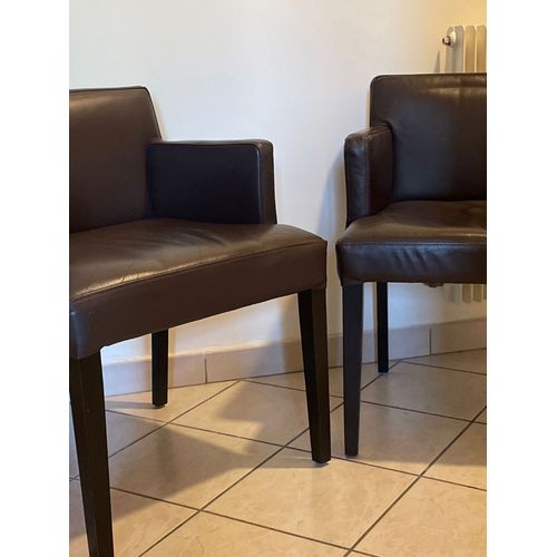 2 Fauteuils Bridge Cuir Marron