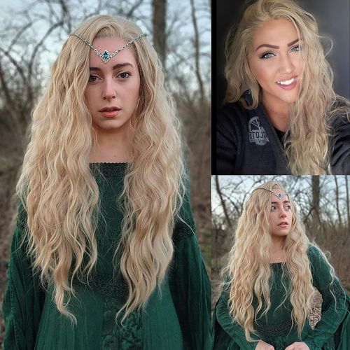 Meimieshop-Blonde Perruques Naturelle 13x4 Closure Lace Frontal Et Ondulées Pour Femmes Cheveux Synthétiques Naturels Perruques Résistantes À La Chaleur Pour La Fête Et Le Jeu De Rôle 24 Pouces 