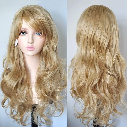Meimieshop-28"" 70cm Blond Cosplay Bouclé Perruque Femme,Longue Ondulée Synthétique Cheveux Cosplay Wig Anime Parti Halloween Perruques