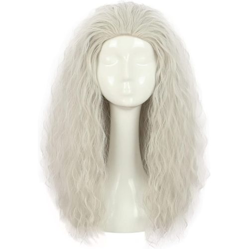 Meimieshop-Perruque Longue Grise Bouclée Ondulée Pour Femmes Perruque De La Sorcière Vieilles Femmes Pour Carnaval Halloween Costume Déguisement Party 