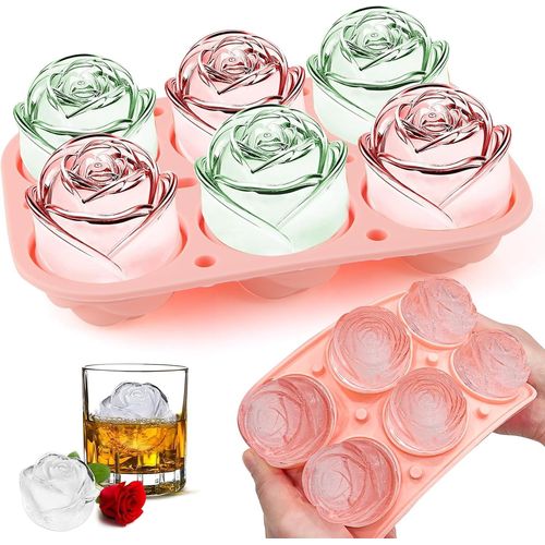 Meimieshop-Bac A Glacon,Glaconsmoule,Bac À Glaçons En Silicone Avec Couvercle,Reutilisable,Pour Nourriture Bébé,Whisky,Boissons,Moule A Glacon Sans Bpa(Rose)
