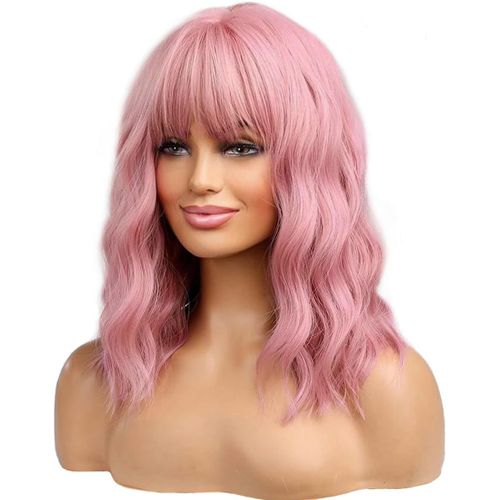 Meimieshop-Perruque Synthétique Courte Bouclée Pour Femme Et Fille Avec Bonnet De Perruque À Frange D'air Inclus 35,6cm