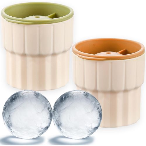 Meimieshop-Lot De 2 Grandsmoules À Glaçons Ronds Géants De 5,5cm Avec Couvercle,Anti-Fuite,Pour Eau,Whisky,Cocktail,Bonbons,Pudding,Gelée,Lait,Jus