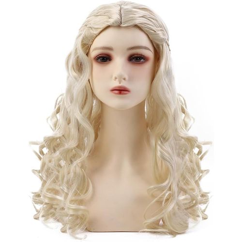Meimieshop-Blanc Perruque Blonde Avec Tresse,Perruque Blanche,Perruque Blonde De La Princesse Raiponce,Perruques Cosplaymardi Gras