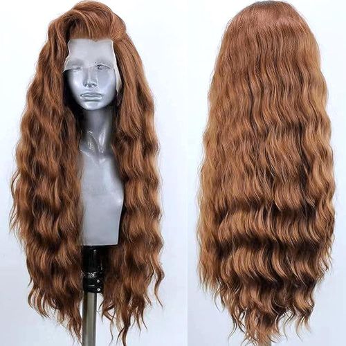 Meimieshop-Auburn Perruques Naturelle 13x4 Closure Lace Frontal Et Ondulées Pour Femmes Cheveux Synthétiques Naturels Perruques Résistantes À La Chaleur Pour La Fête Et Le Jeu De Rôle 24 Pouces 