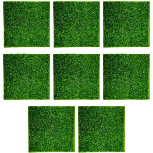 Meimieshop-Lot De 8mini Tapis De Gazon Artificiel Carré Enmousse Artificielle-Mini Accessoire De Jardin Féérique-Décoration De Jardin-Artisanat