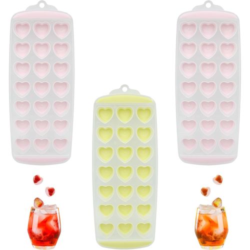Meimieshop-Lot De 3moules À Glaçons En Silicone,Petitmoule À Glaçons,Grand Bac À Glaçons En Plastique,Moule En Forme De C?Ur,Bac Glacon,Bac Glacon Silicone