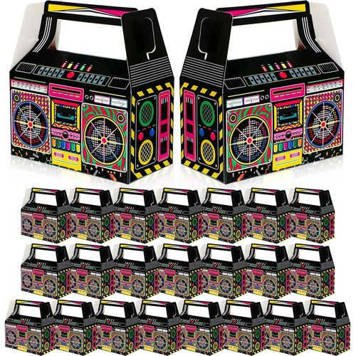 Meimieshop-24 Pcs Boîtes De Faveur De Boom De Nouveauté Des Années 80 Et 90 Décorations De Radio Rétro À Thème Années 80 90 Fournitures De Faveur De Fête Hip Hop Centres De Table(Nouveaux Années 90)