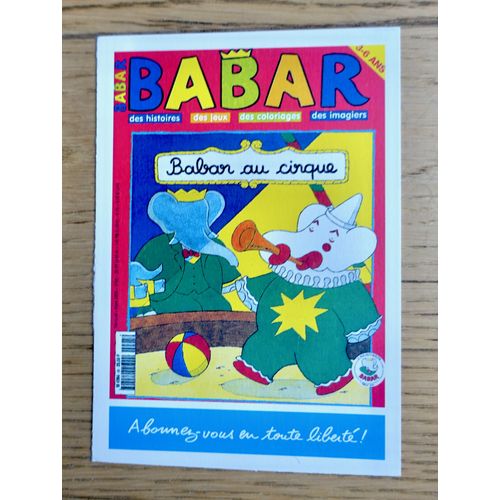 Carte Postale Media Enfants. Babar. "Babar Au Cirque" Mars 2000
