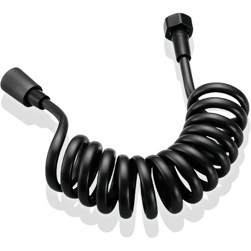 meimieshop-Flexible De Douche,Tuyau De Douche Rétractable 300Cm Noir,Flexible De Douche EnMousse Avec Bouchon,Tuyau À Ressort Télescopique Pour Douchette,Wc Et Bidet,Installation Facile Et Rapide