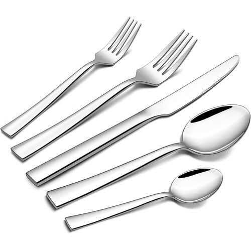 Meimieshop-Ménagère De Couverts Pour 12 Personnes,Ensemble De Couverts En Acier Inoxydable Poli 60 Pièces,Couverts Élégants Avec Couteau Fourchette Cuillère,Couverts De Table Pour La Cuisine