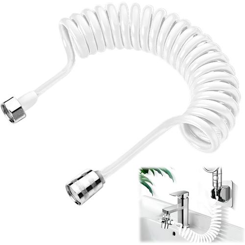 meimieshop-Flexible De Douche,Tuyau De Douche EnMousse Avec Bouchon En Cuivre,Tuyau À Ressort Télescopique,Tuyau À Ressort Télescopique Pour Douchette,Toilettes Et Bidet,Installation Facile