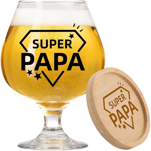 meimieshop-Cadeau Fete Des Peres Pour Papa Grand-Père Verre À Bière Personnalisé 0,5 Litre Cadeaux Super Papa Noël Fête Des Pères,Cadeau Drôle Pour Père Anniversaire