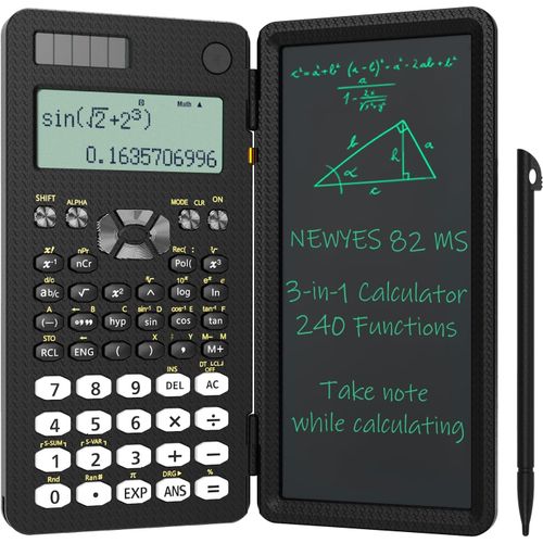 meimieshop-82Ms Calculatrice Scientifique Avec Tableau D'Écriture Et Stylo,240 Fonctions,Affichage À 2 Lignes,Pliable,Calculatrice Pour Étudiants Du Lycée Et Collège