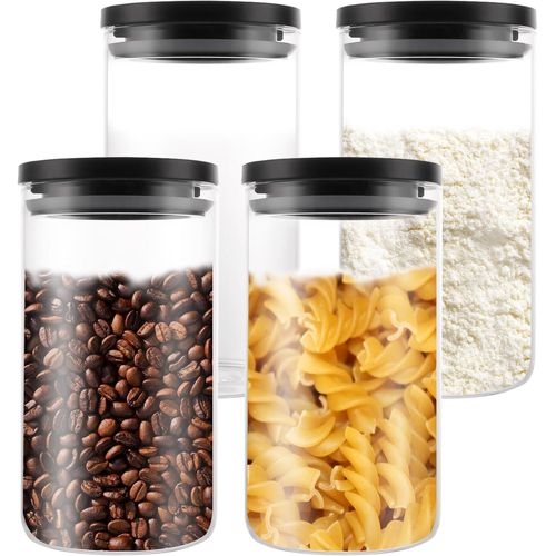 Meimieshop-4 Pièces 1,2l Bocaux En Verre Hermétique Conserve,Bocal En Verre Boite Rangement Cuisine Verre,Boite De Rangement Avec Couvercle,Pots Et Bocaux De Conservation,Pot En Verre Bocal Hermetique