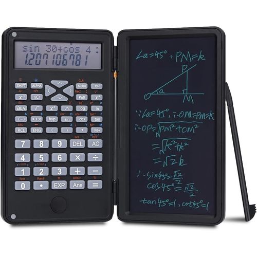 meimieshop-Calculatrice Scientifique À 240 Fonctions,Tableau D'Écriture De 6 Pouces,Stylet Électronique Inclus,Couvercle De Protection,Bouton De Commande,Batterie 1XCr2025,Couleur Noire
