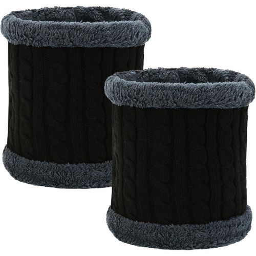 Meimieshop-2 Pièces Tour De Cou Pour Homme,Cache Cou Hiver Thermique Polaire Echarpe Tubulaire Foulard Écharpe Hommes Coupe-Vent Ski Cache-Cou Pour Femme Cyclismemoto Randonnée Ski Course À Pied(Noir)