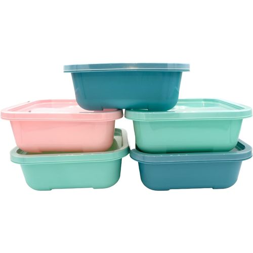meimieshop-Boîte Plastique Alimentaire 900Ml,5 Pièces-Boîtes Alimentaires Hermétiques,Boîte Conservation Alimentaire Libre De Bpa,Couleurs Pastel