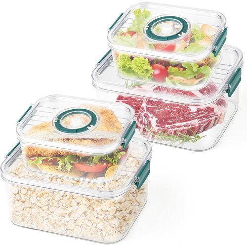 Meimieshop-Récipients Hermétiques Pour La Conservation Du Pain 4 Boîtes De Conservation Du Pain Avec Enregistrement Du Temps,Pour Le Pain,Les Biscuits,Les Fruits,Les Légumes(1,2l*2,2,4l*2)