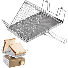 Meimieshop-Grille-Pain De Camping Pour Réchaud À Gaz,Grille Pain De Camping,Grille-Pain Pliable En Acier Inoxydable,Pour Cuisinière À Gaz,Pique-Nique,Voyage