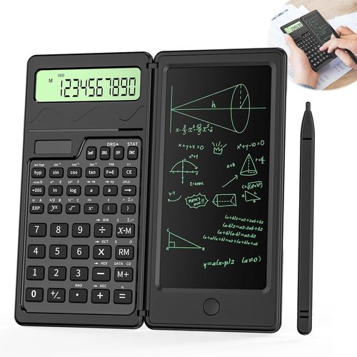 meimieshop-Calculatrice Scientifique Avec Tablette D'Écriture,Calculatrice À 10 Chiffres,Calculatrice Scientifique Professionnelle,Calculatrice De Bureau D'École Avec Bloc De Dessin Et Stylo Pour Ét