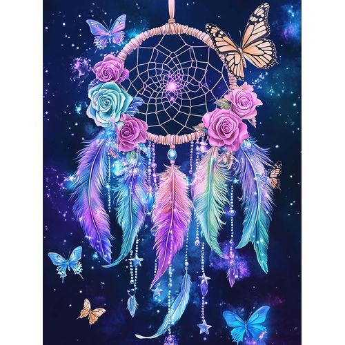 Meimieshop-Diamond Painting Attrape-Rêves,Peinture Diamant Fleur,Diamond Painting Adulte Canevas Diamant Kit Complet Point De Croix Broderie Salon Chambre Autocollantmural Décoration 30x40cm-16