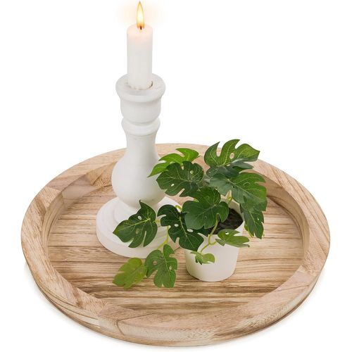 meimieshop-Chandelier Bougeoir Bois Plateau: Rond Decoratif Bougie Chandelier Deco Pour Centre De Table-Vintage Petit Naturel Brunt Bougeoirs Decoration Christmas PourMaison Noel