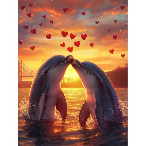 Meimieshop-5d Diamond Painting Adulte Dauphin,Peinture Diamant Animal,Diamond Painting Adulte Canevas Diamant Kit Complet Point De Croix Broderie Salon Chambre Autocollantmural Décoration 30x40cm-10