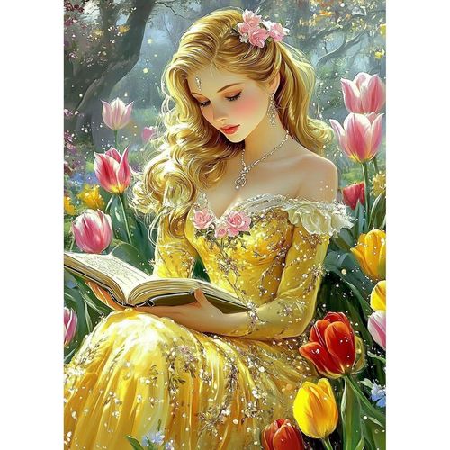 Meimieshop-Maxbye 5d Jolie Dame Diamond Painting Kits Pour Adulte,Diamond Art Jolie Dame Peinture Diamant Complet Set Débutant,Tulipes Gemme Point De Croix Crystal Crafts Home Wall Decor Cadeaux 12x16 Inch