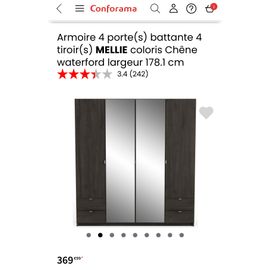 Armoire 4 Porte(S) Battante 4 Tiroir(S) Mellie Coloris Chêne Waterford Largeur 178.1 Cm