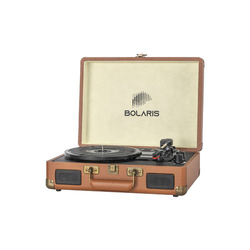Platine Vinyle Modèle Bolaris 3 W Bluetooth Portable avec Haut-Parleurs Marron