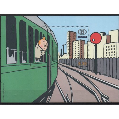 Belgique Timbre Tintin Dans Le Train