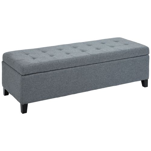 Lunirinxs – Banc De Rangement Rembourré Avec Couvercle, Aspect Lin, Pouf Élégant Pour Salon Et Chambre, Gris, 125 X 49 X 41,5 Cm, Capacité 120 Kg