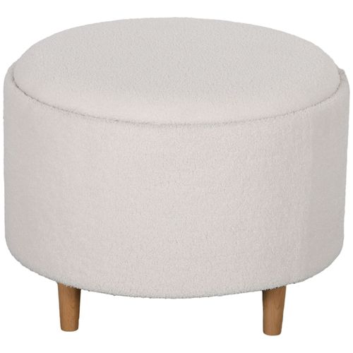 Lunirinxs Pouf Rond De Rangement 56 X 42 Cm, Tabouret Rembourré Blanc Avec Couvercle Relevable, Pieds En Bois, Idéal Pour Salon Et Chambre