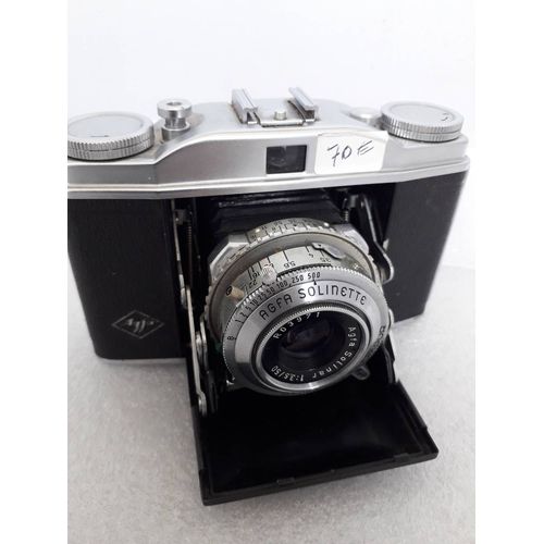 APPAREIL PHOTO AGFA SOLINETTE II argentique pliant film 35mm objectif SOLINAR 50/3.5