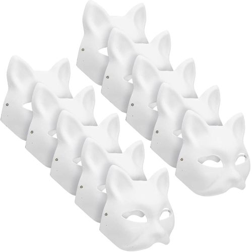 Therian Halloween Masque Chat Renard Costume Pour Enfants Adultes - 10pcs Masque Vierge Pour Fête De Noël