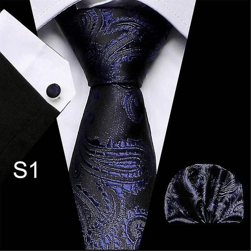 Mens 100 % Soie Cravate Rouge Bleu Noir Mariage Cravate Cachemire Solide Cravates Mouchoir Ensemble