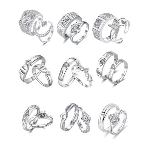 Promesse Bague Ensemble Argent Plaqué Bague Couple Cadeau Couple Paire De Bagues Saint-Valentin Cadeaux-Hy