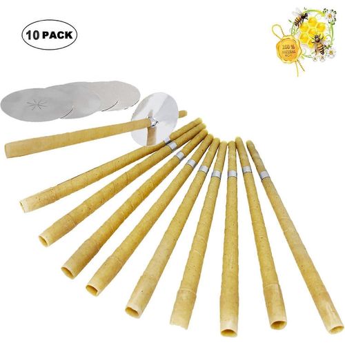 Bougies Auriculaires 10 Pièces Bougies Auriculaires En Cire D'abeille Naturelle, Bougies Auriculaires Pour Le Nettoyage, Bougies Auriculaires Bio Avec 5 Palettes 