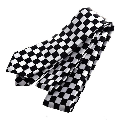 Mens Noir Blanc À Carreaux Cravate Cravate Cravate-Hy