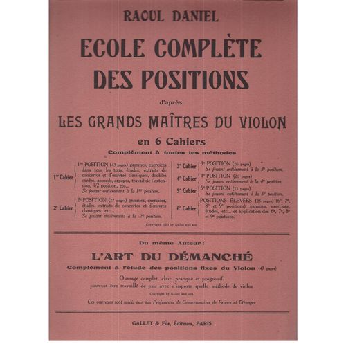 Raoul Daniel Ecole Complete Des Positions Cahier 2 Pour Violon