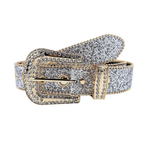 Adjust Belt With Diamond Buckle For Girl Full Sequins Belt For Jeans Cowgirl