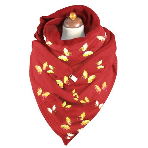 Women For Butterfly Printed Winter For Triangle Scarf With Clip Thicken Warm Button Personality Shawl Wrap Cold Weather