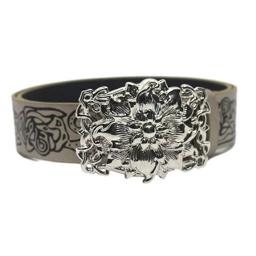 Embossed Pu Waist Belt With Stereo Flower Buckle For Girl Jeans Skirt Decor