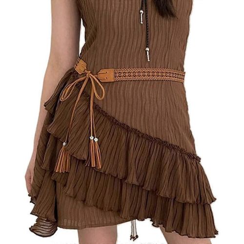Girls Cowgirl Waist Belt American Street Dance Skinny Belt With Tassels